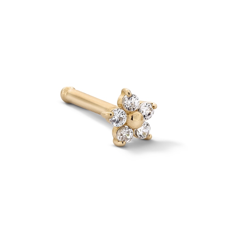 Main Image 1 of 14K Semi-Solid Gold CZ Flower Nose Stud - 22G