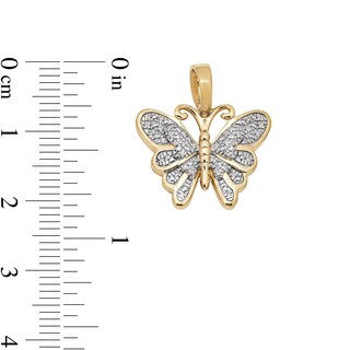 14K Gold Plated 1/20 CT. T.W. Diamond Small Butterfly Necklace Charm
