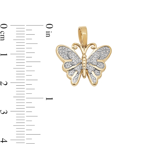 14K Gold Plated 1/20 CT. T.W. Diamond Small Butterfly Necklace Charm