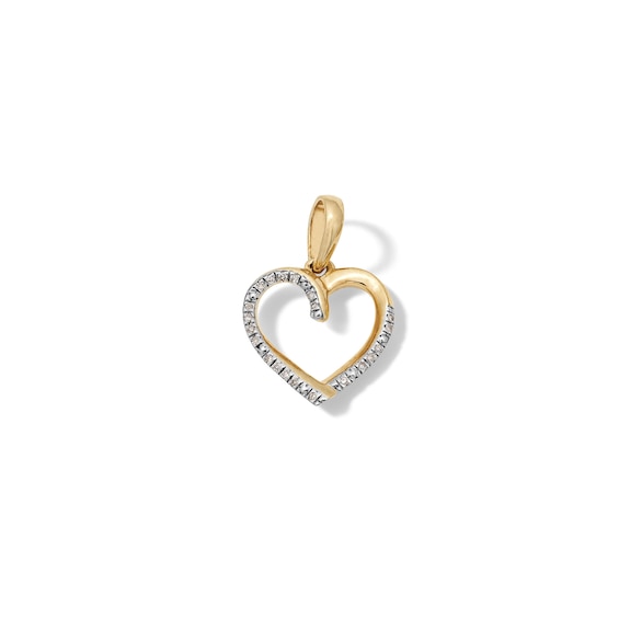 14K Gold Plated Diamond Accent Small Heart Outline Necklace Charm