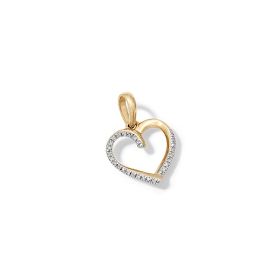 14K Gold Plated Diamond Accent Small Heart Outline Necklace Charm