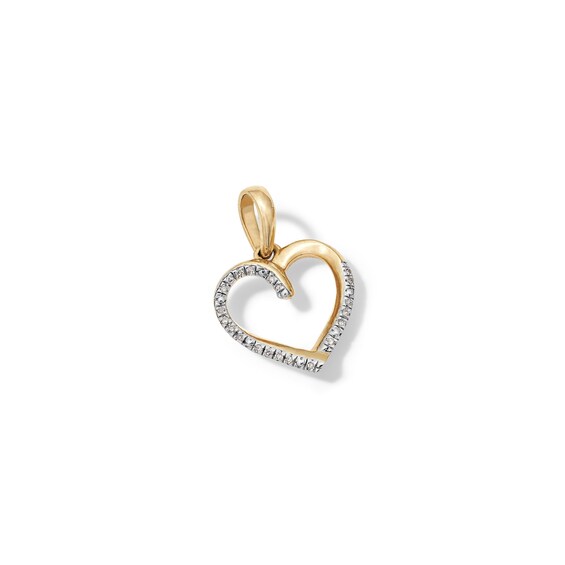 14K Gold Plated Diamond Accent Small Heart Outline Necklace Charm