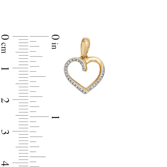 14K Gold Plated Diamond Accent Small Heart Outline Necklace Charm
