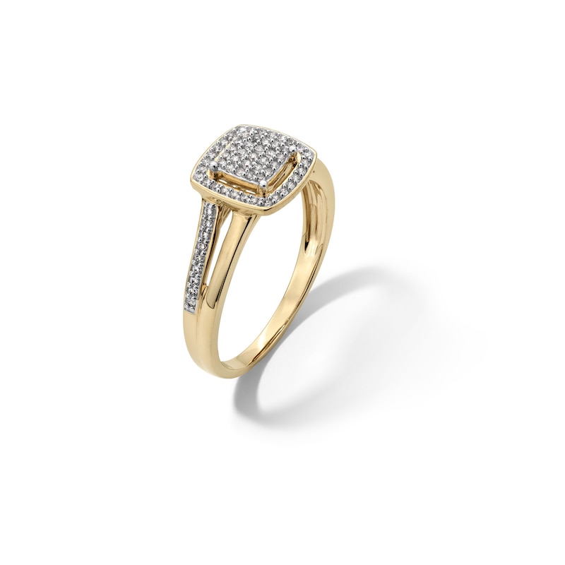 Main Image 3 of ​​​​​​​10K Solid Gold 1/5 CT. T.W. Diamond Square Halo Ring