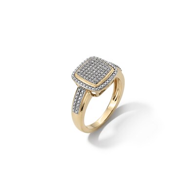 14K Plated Gold 1/6 CT. T.W. Diamond Pavé Cushion Halo Ring