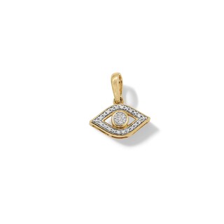 14K Gold Plated Diamond Accent Small Evil Eye Necklace Charm