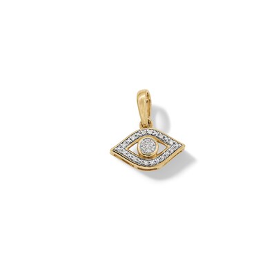 14K Gold Plated Diamond Accent Small Evil Eye Necklace Charm