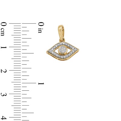 14K Gold Plated Diamond Accent Small Evil Eye Necklace Charm