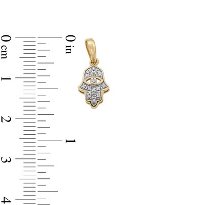 14K Gold Plated Diamond Accent Small Hamsa Necklace Charm