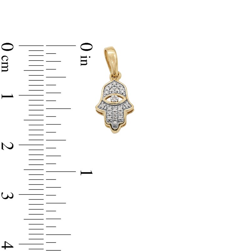 14K Gold Plated Diamond Accent Small Hamsa Necklace Charm