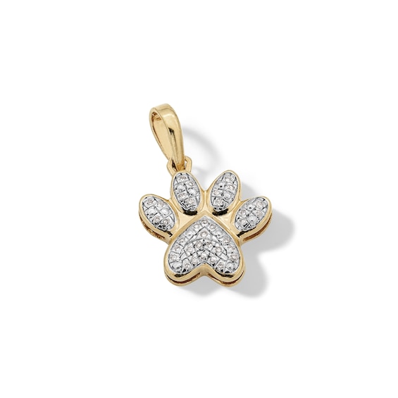 ​​​​​​​​​​​​​​14K Gold Plated 1/20 CT. T.W. Diamond Small Paw Necklace Charm