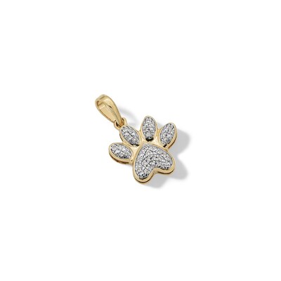 ​​​​​​​​​​​​​​14K Gold Plated 1/20 CT. T.W. Diamond Small Paw Necklace Charm