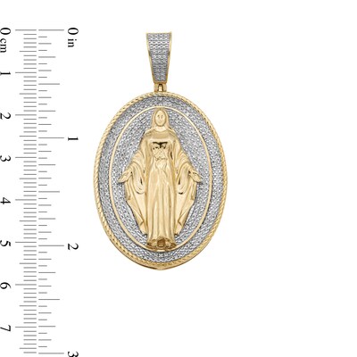 ​​​​​​​14K Gold Plated 1/10 CT. T.W. Diamond Mary Oval Necklace Charm