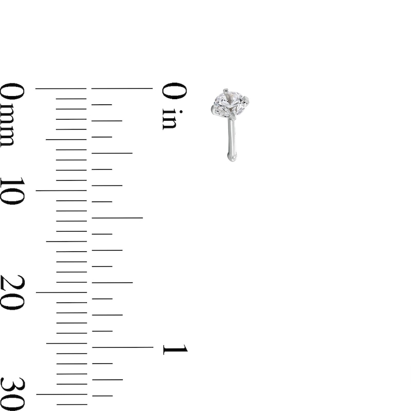 Main Image 2 of 14K Hollow and Semi-Solid White Gold CZ Nose Stud Set - 22G
