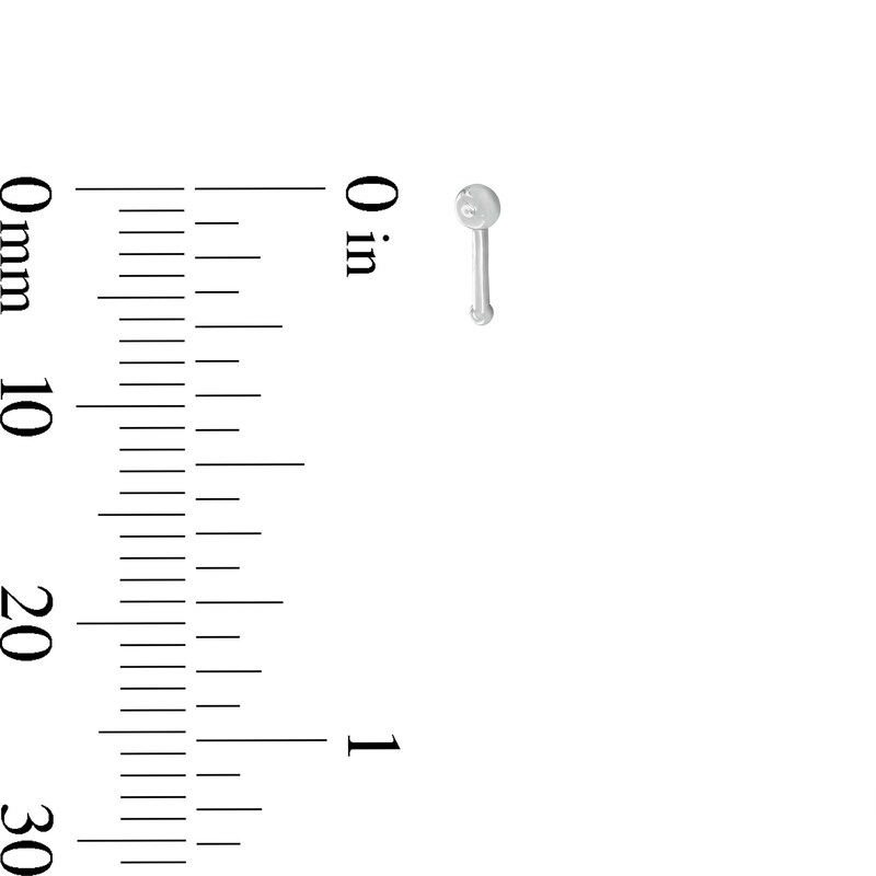 Main Image 3 of 14K Hollow and Semi-Solid White Gold CZ Nose Stud Set - 22G
