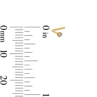 14K Solid Gold CZ Nose Stud Set - 22G 3/16"
