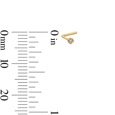 14K Solid Gold CZ Nose Stud Set - 22G 3/16"