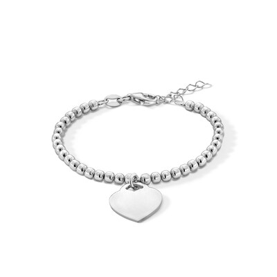 Child's Sterling Silver Bead Chain Bracelet with Heart - 5" + 1"
