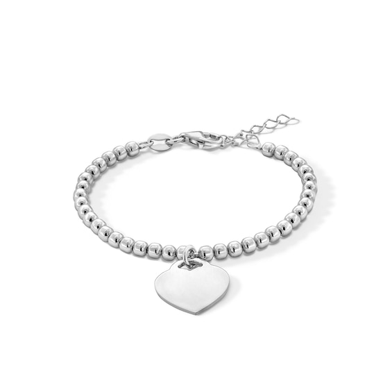 Child's Sterling Silver Bead Chain Bracelet with Heart - 5" + 1"
