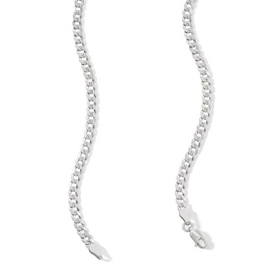 Child's Sterling Silver Diamond-Cut Curb Chain Made in Italy - 15"