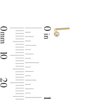 14K Solid Gold CZ Nose Stud Set - 20G 3/16"