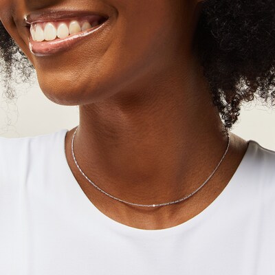 ​​​​​​​Child's Sterling Silver Station Curb Chain Made in Italy - 15"