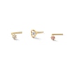Thumbnail Image 1 of 14K Solid Gold CZ Three Piece Nose Stud Set - 22G 1/4&quot;