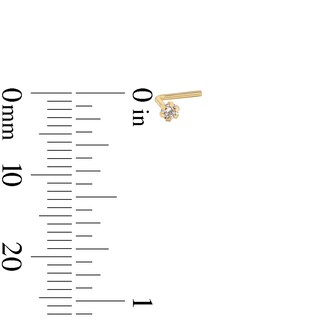 14K Solid Gold CZ Three Piece Nose Stud Set - 22G 1/4"