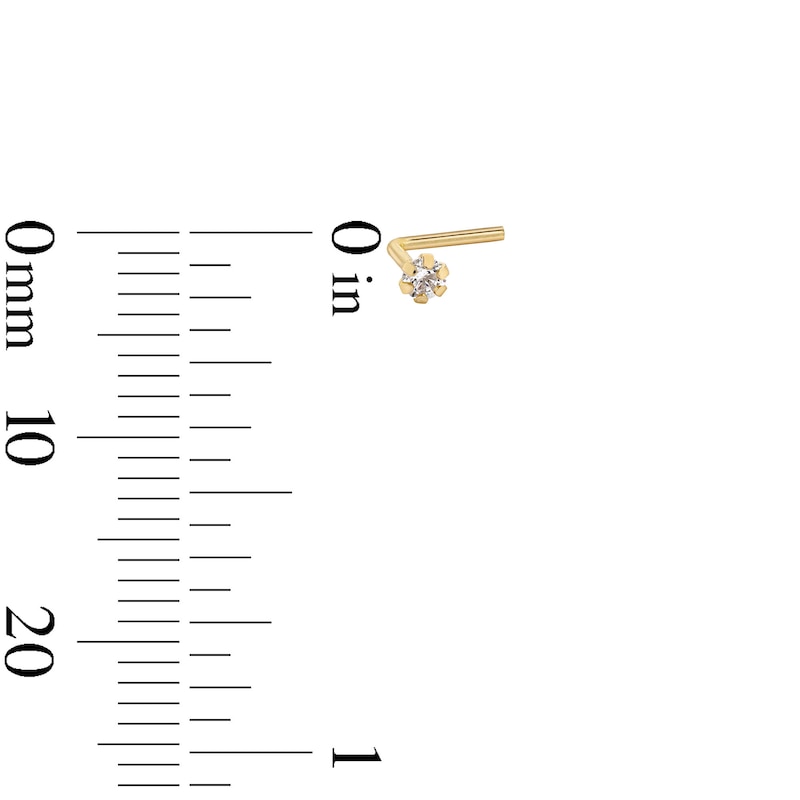 Main Image 2 of 14K Solid Gold CZ Three Piece Nose Stud Set - 22G 1/4&quot;