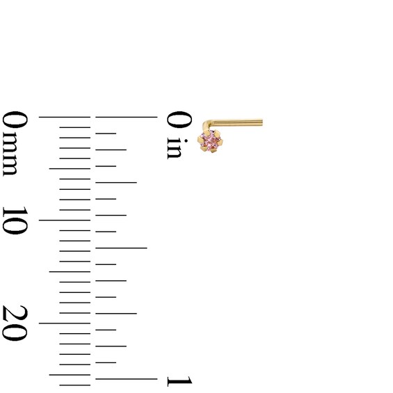 14K Solid Gold CZ Three Piece Nose Stud Set - 22G 1/4"