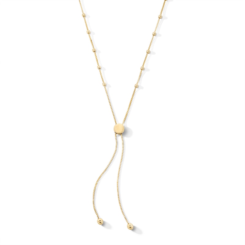 10K Solid Gold Diamond-Cut Adjustable Saturn Chain - 20"