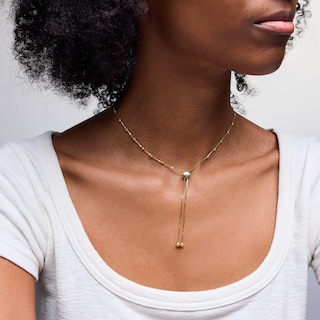 10K Solid Gold Diamond-Cut Adjustable Saturn Chain - 20"