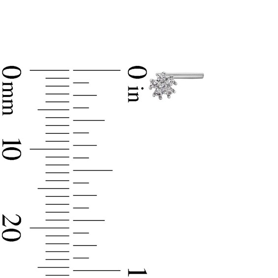 14K Semi-Solid, Hollow, and Solid White Gold CZ Three Nose Stud Set - 22G