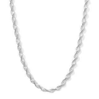Sterling Silver Diamond-Cut Twisted Herringbone Chain - 20"