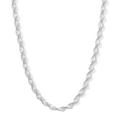 Sterling Silver Diamond-Cut Twisted Herringbone Chain - 20"