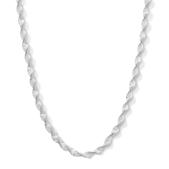​​​​​​​​​​​​​​Sterling Silver Diamond-Cut Twisted Herringbone Chain Made in Italy - 20"