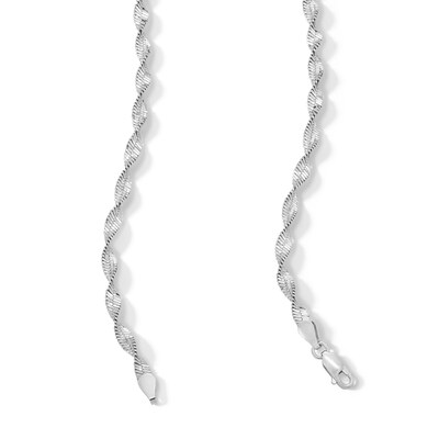 Sterling Silver Diamond-Cut Twisted Herringbone Chain - 20"