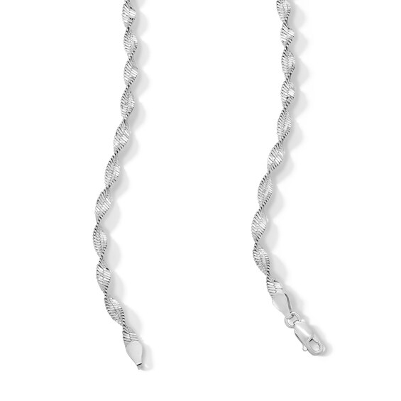Sterling Silver Diamond-Cut Twisted Herringbone Chain - 20"