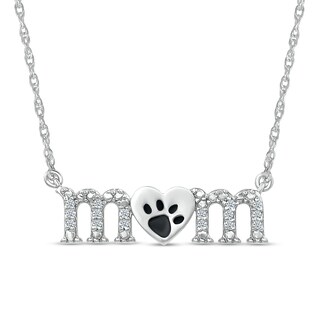 ​​​​​​​Sterling Silver 1/20 CT. T.W. Diamond Dog Mom Pendant Necklace - 18"