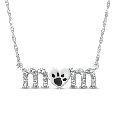 ​​​​​​​Sterling Silver 1/20 CT. T.W. Diamond Dog Mom Pendant Necklace - 18"