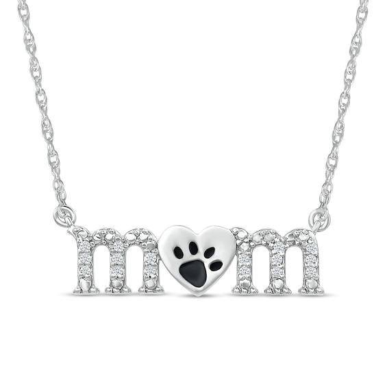 ​​​​​​​Sterling Silver 1/20 CT. T.W. Diamond Dog Mom Pendant Necklace - 18"