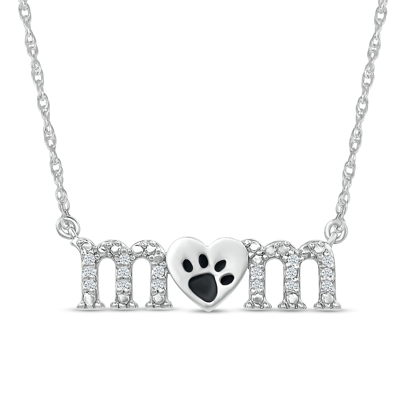 Sterling Silver 1/20 CT. T.W. Diamond Dog Mom Pendant Necklace - 18"