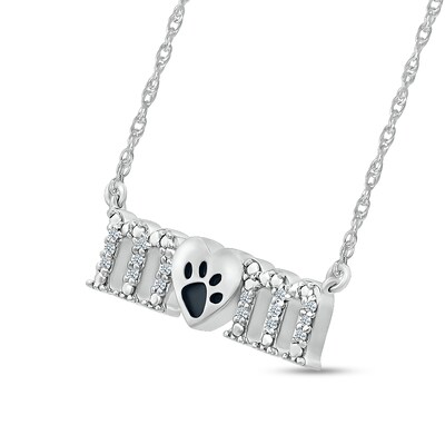 ​​​​​​​Sterling Silver 1/20 CT. T.W. Diamond Dog Mom Pendant Necklace - 18"