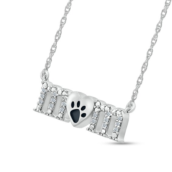 ​​​​​​​Sterling Silver 1/20 CT. T.W. Diamond Dog Mom Pendant Necklace - 18"
