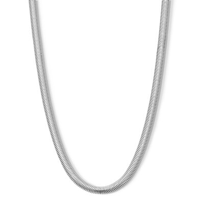 Sterling Silver Diamond-Cut Oval Snake Chain Made in Italy - 18"
