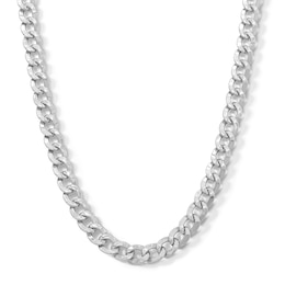 Sterling Silver Diamond-Cut Hammered Curb Chain Made in Italy - 22"