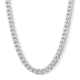 Sterling Silver Diamond-Cut Hammered Curb Chain Made in Italy - 22"
