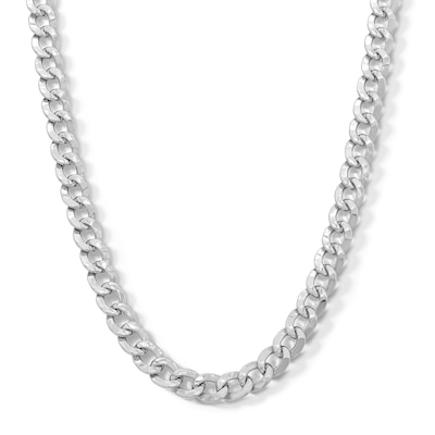 Sterling Silver Diamond-Cut Hammered Curb Chain Made in Italy - 22"