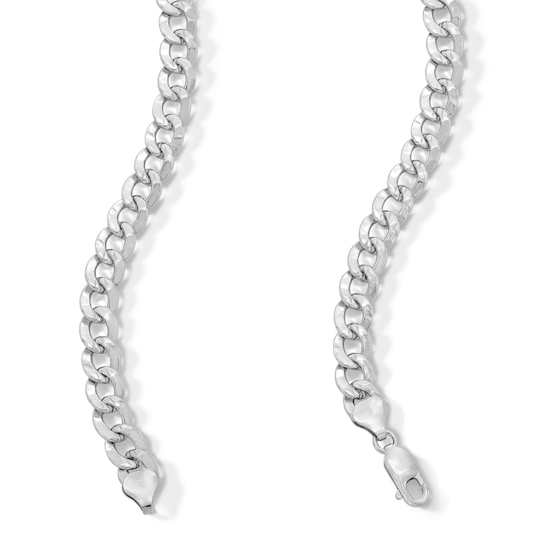 Main Image 3 of Sterling Silver Diamond-Cut Hammered Curb Chain Made in Italy - 22"