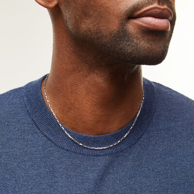 Sterling Silver Diamond-Cut Long Box Chain Made in Italy - 18"